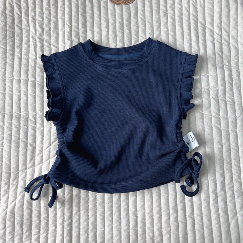 【花边抽绳背心】蓓莱乐婴儿装男女童背心T恤夏装0-1岁3女宝宝D25