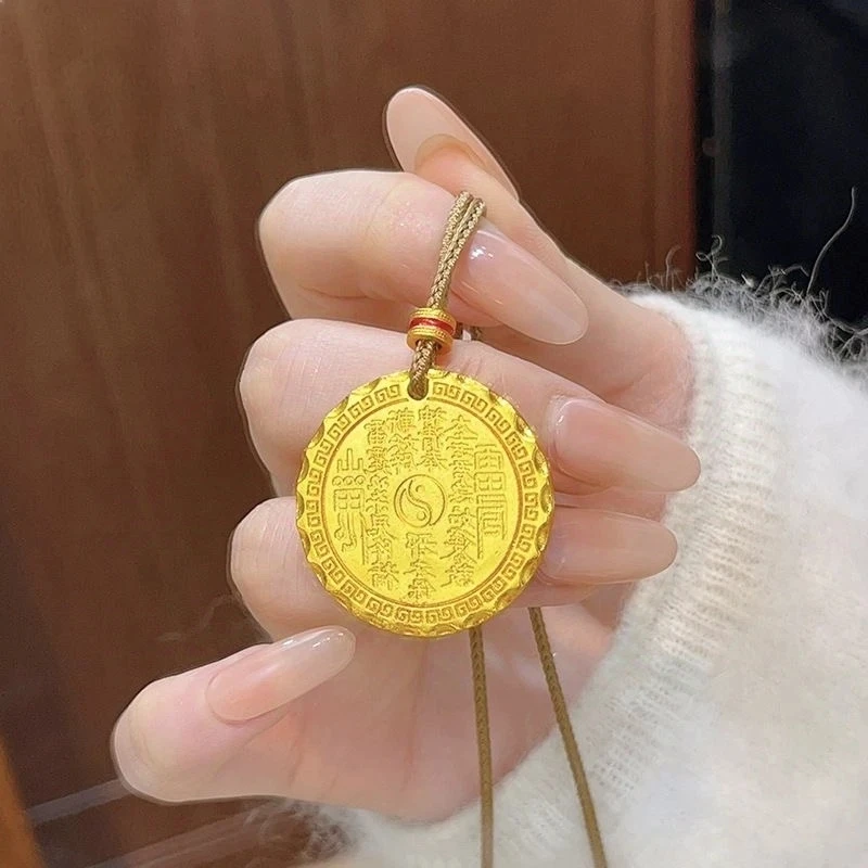 合金吊坠 山鬼花钱八卦吊坠项链錾刻