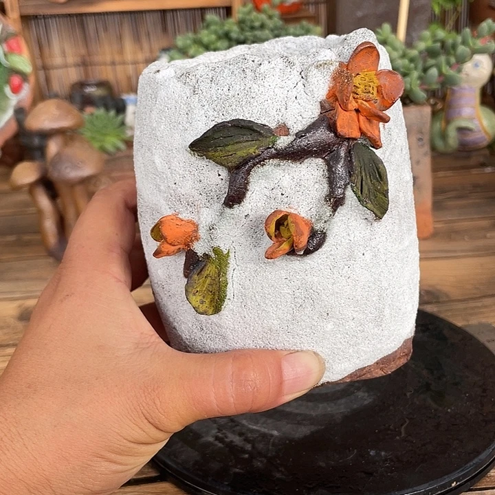 005手工粗陶高温花盆