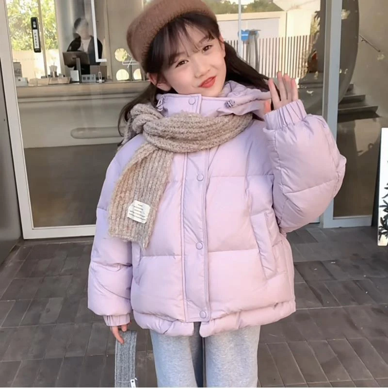 948不带围巾儿童bobo鹅紫色纯色韩范外套