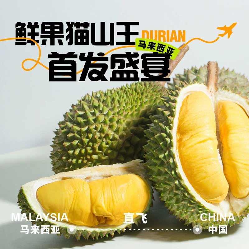 爆笑榴莲【现货现发】鲜果猫山王榴莲d197马来西亚彭亨州空运直飞