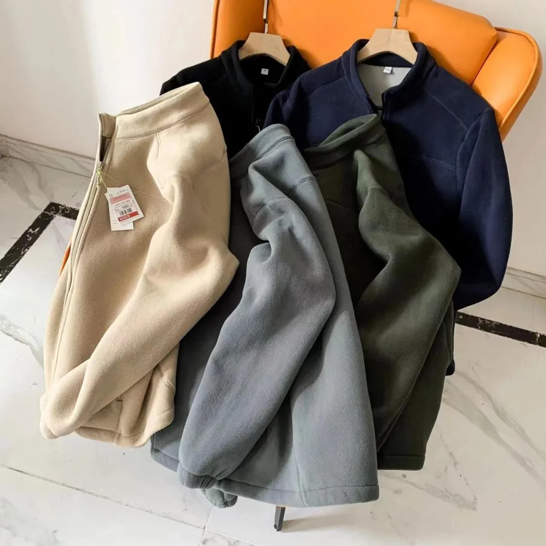 撤柜 男士秋冬户外机能加绒加厚防风保暖立领摇粒绒外套棉衣