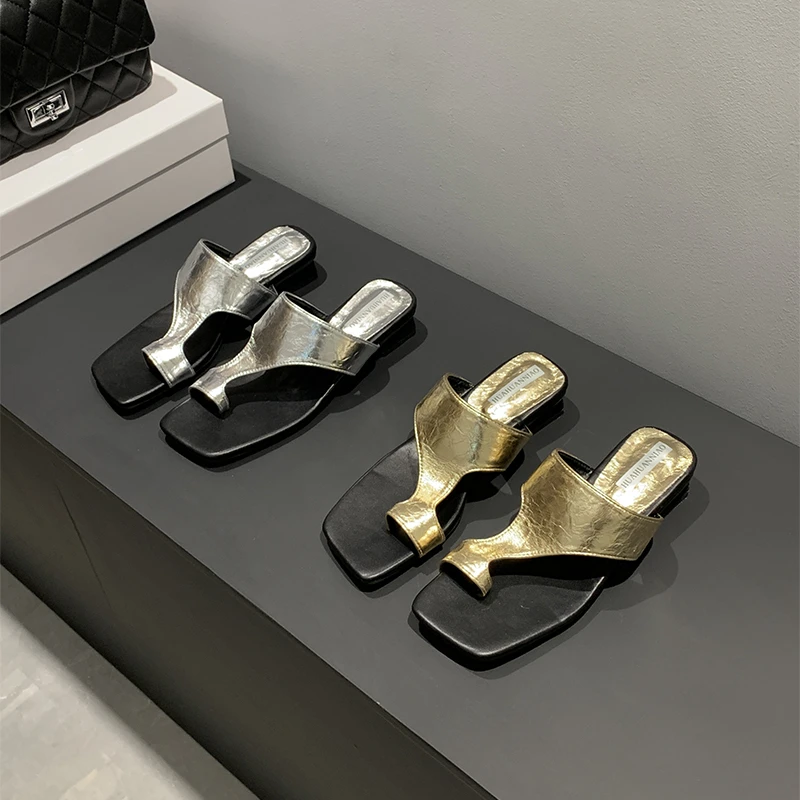 酷女孩~复古套趾一字拖鞋子女外穿夏季新款设计感小众外出凉拖鞋