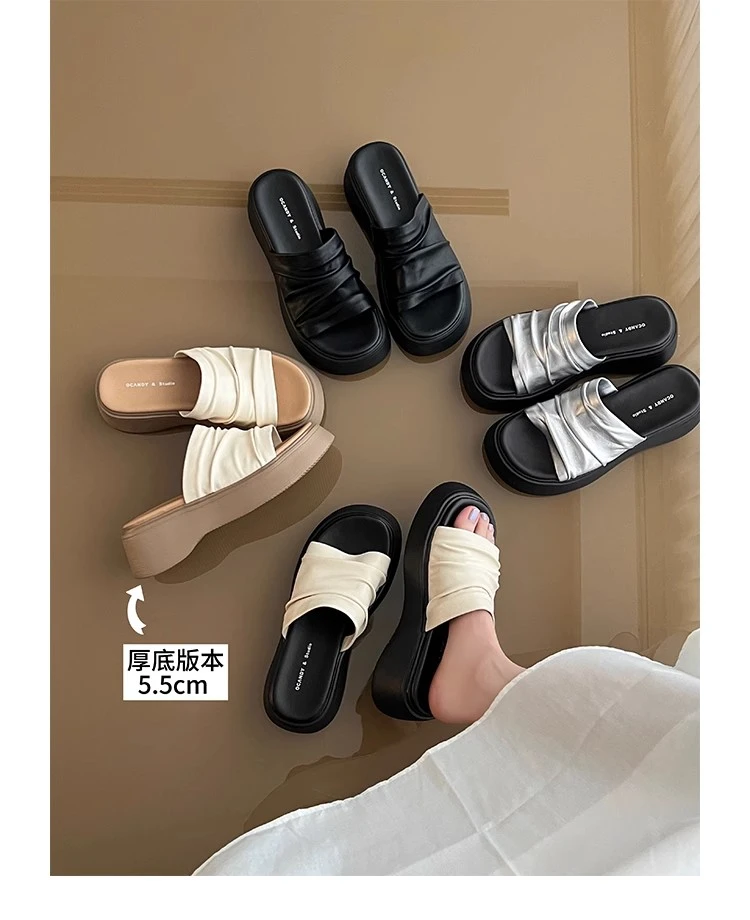 【研发足弓鞋底】大叔家厚底增高一字拖鞋女2025夏季新款外穿凉鞋女