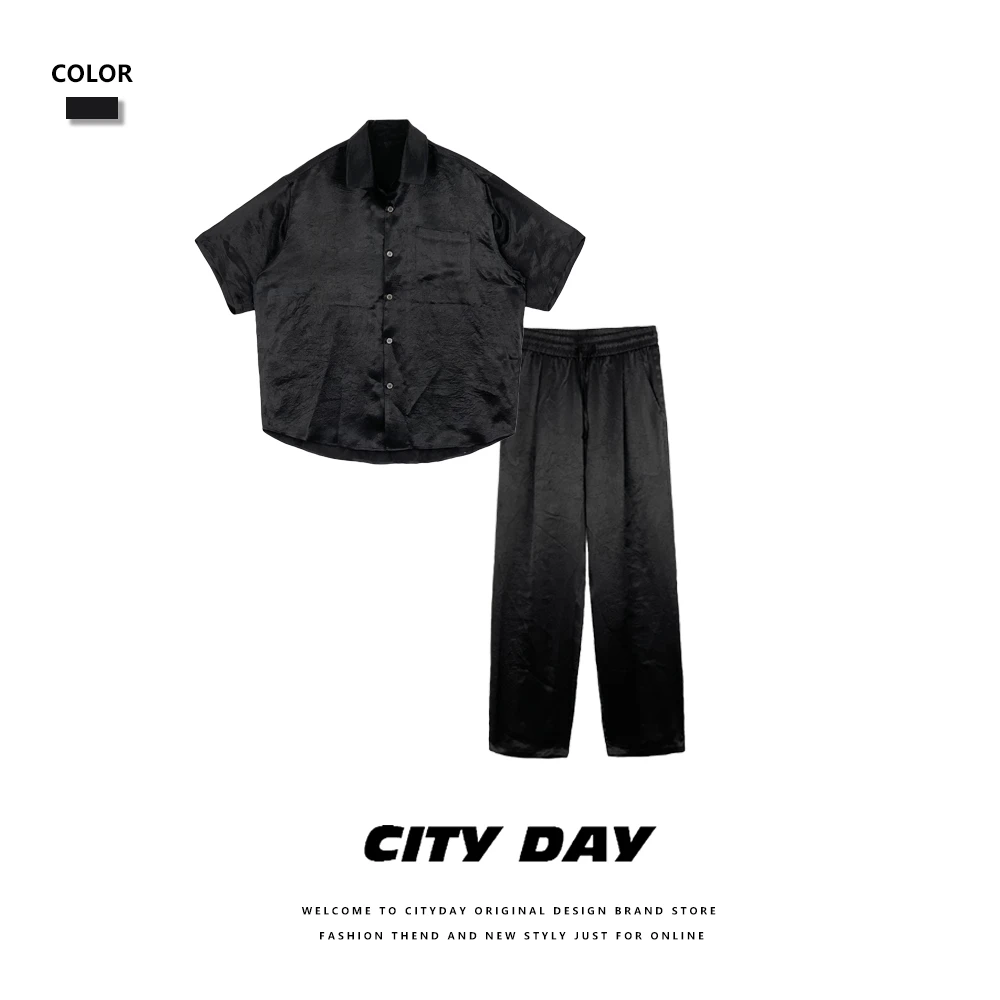 CityDay【楠哥】贵少爷醋酸绸缎暗花套装【触感像风一样】1186