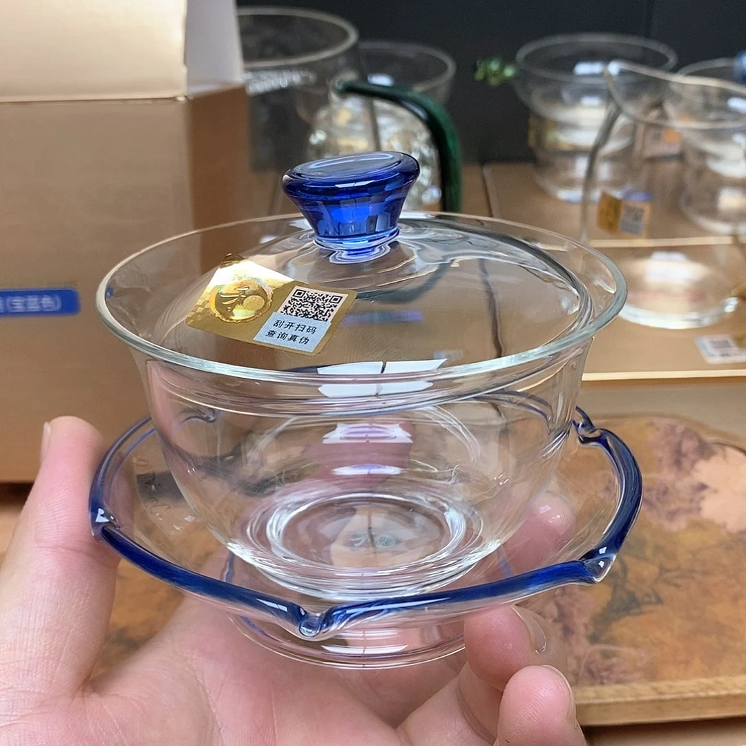 禾器沁莲盖碗宝蓝色
