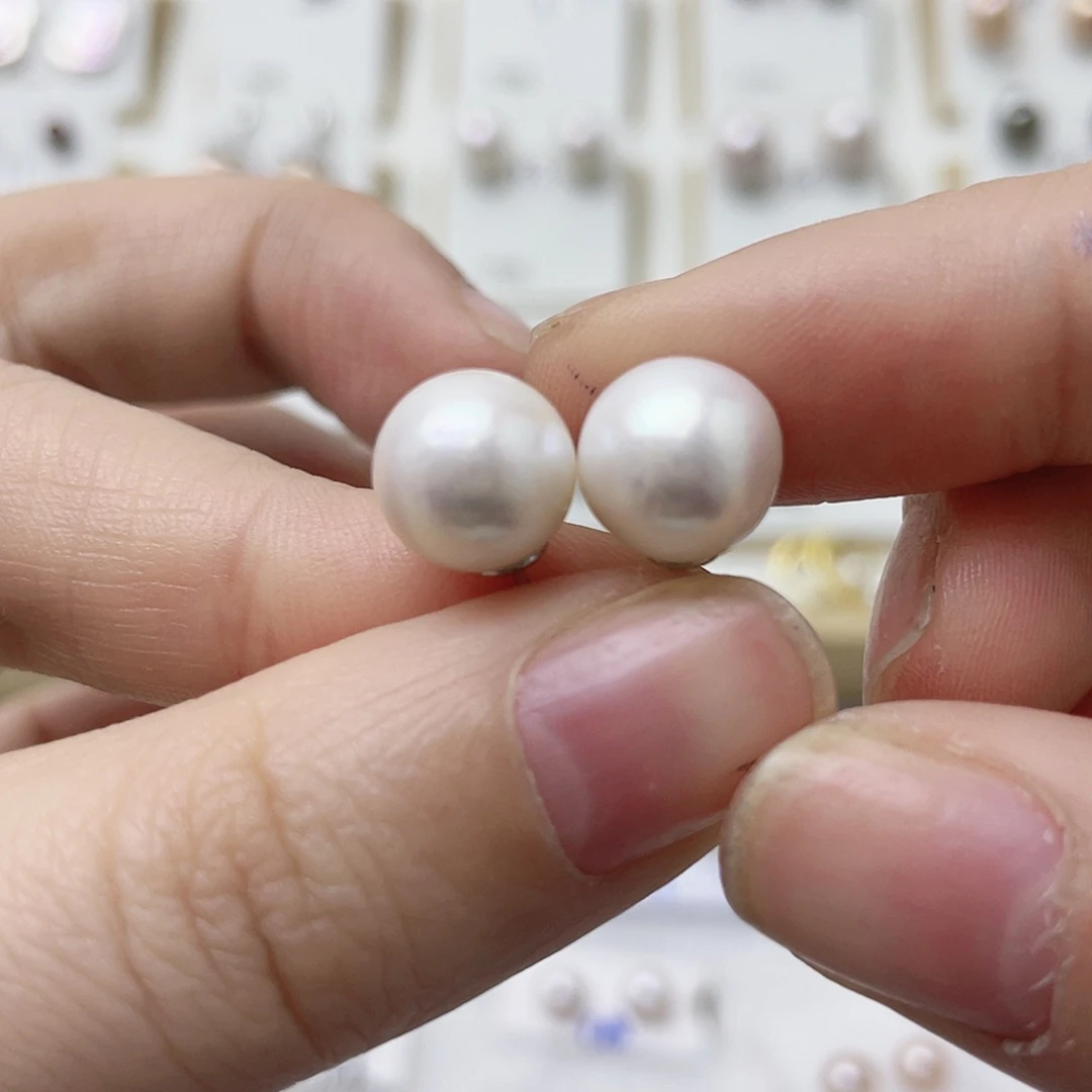 v***a耳饰淡水珍珠银S925镶嵌