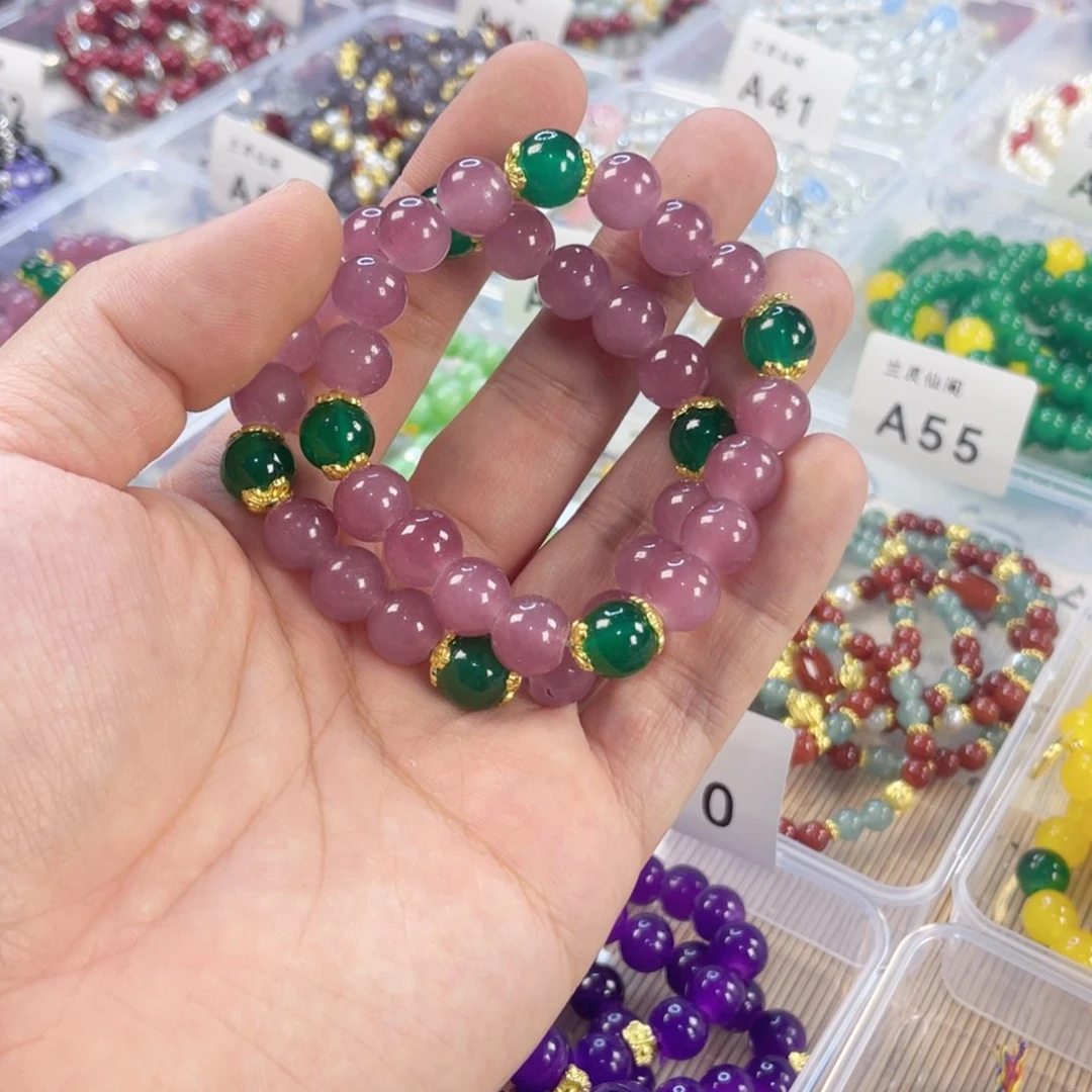 檀香紫檀（小叶紫檀）手串银S925镀金镶嵌