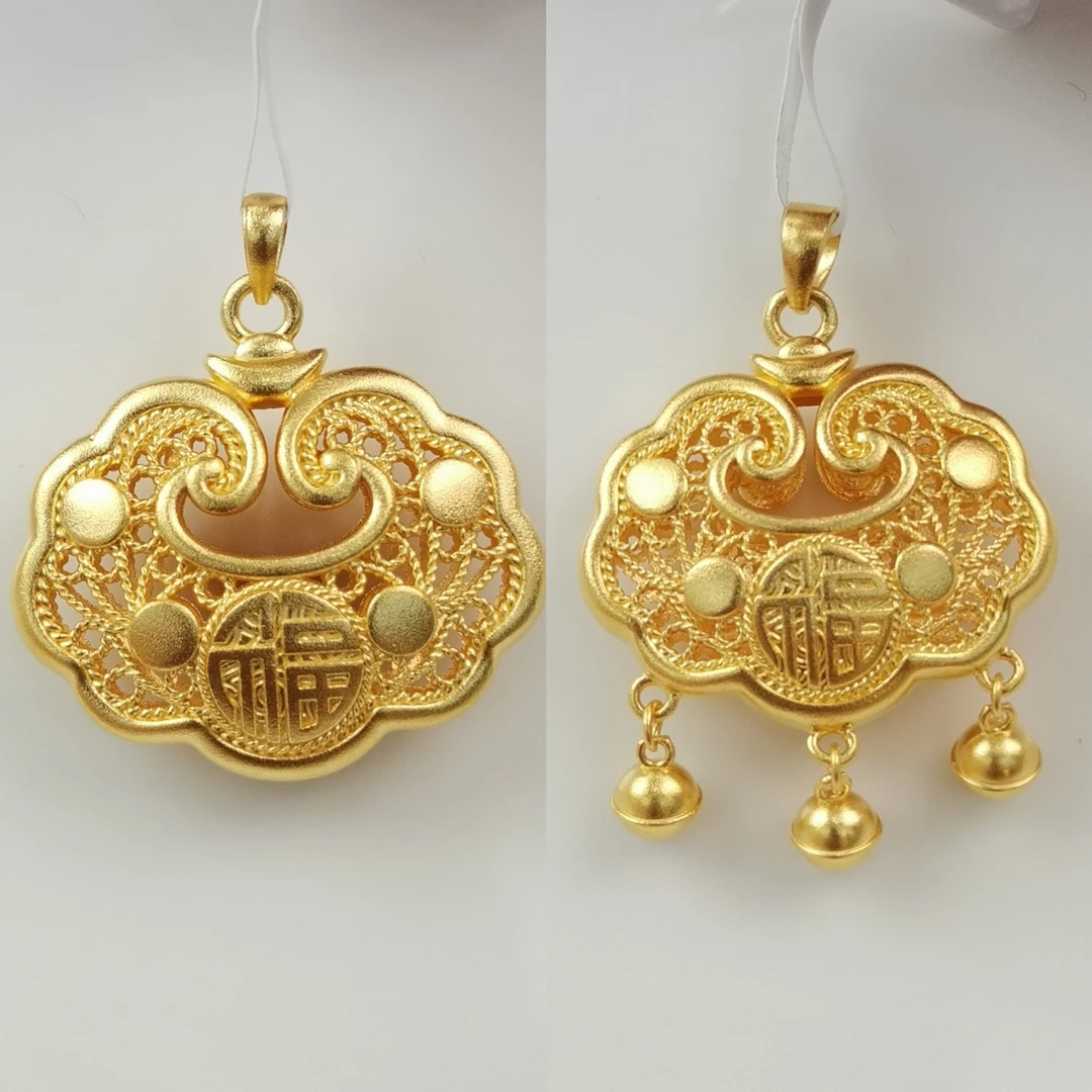 老鼎黄金 足金999【Y福字锁包吊坠】古法不支持七天无理由