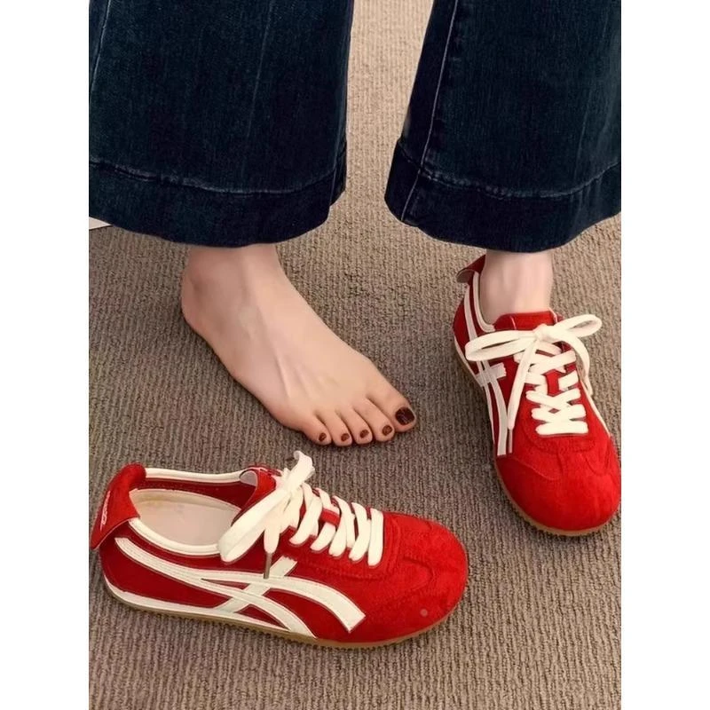阿甘德训鞋女鞋子2025夏新款夏季薄款超火百搭运动休闲红色板鞋