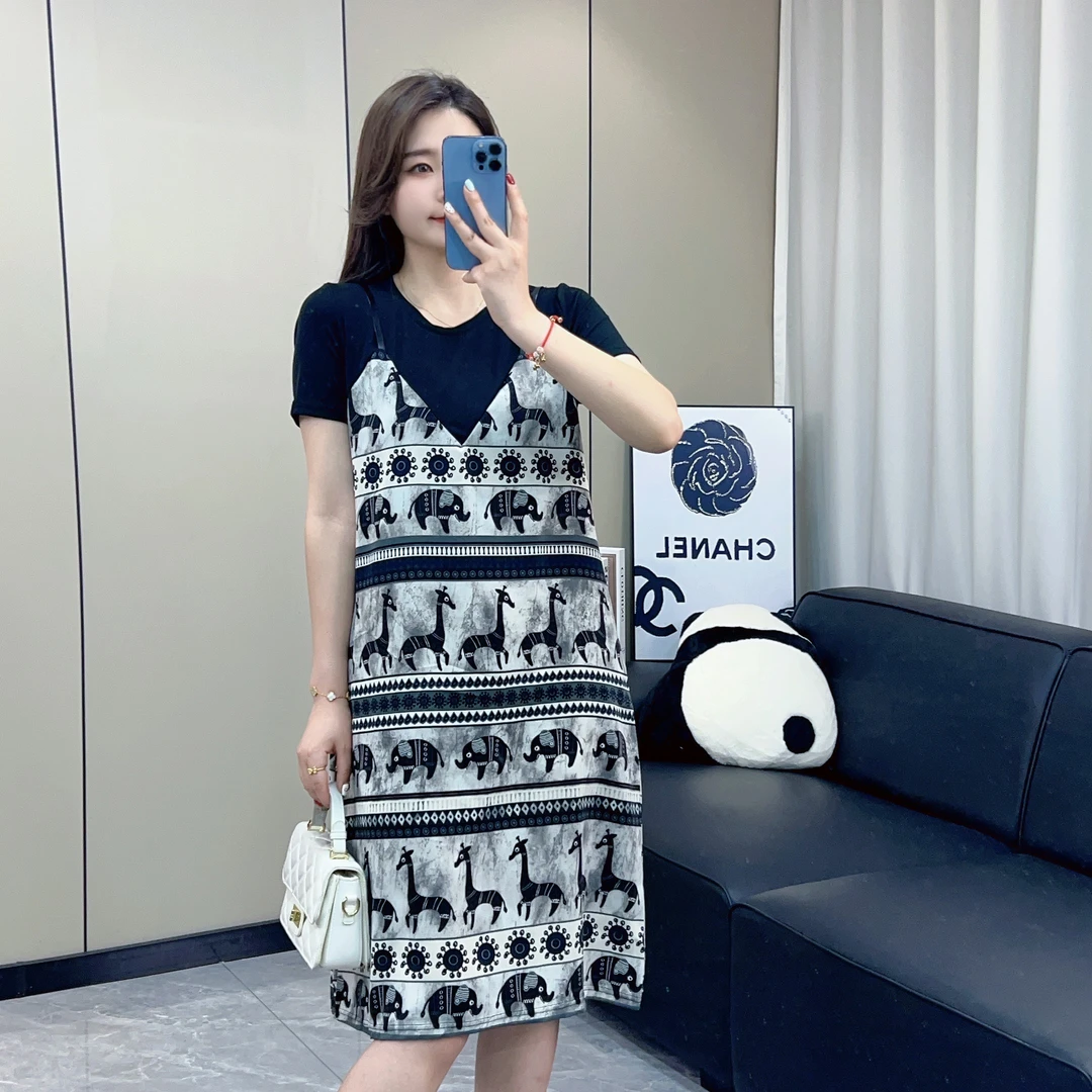 复古小众高级感假两件连衣裙2025夏季新款宽松独特超好看长裙女