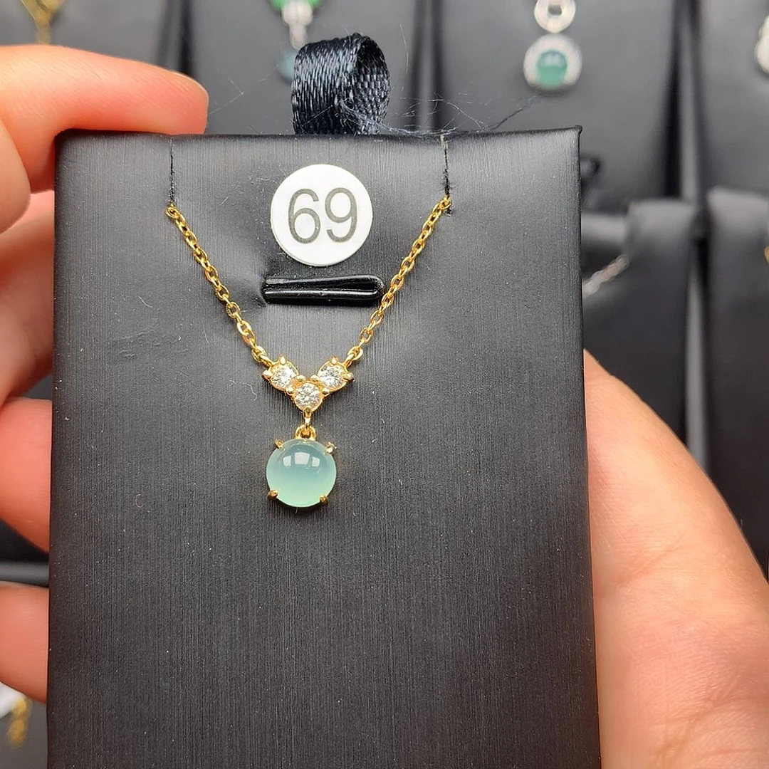 翡翠银S925镶嵌颈饰项链925