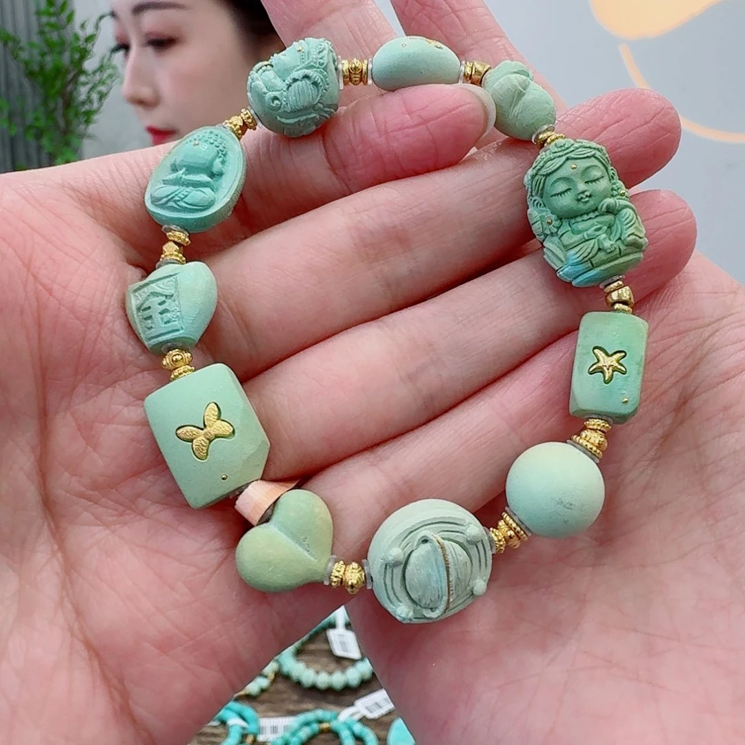 绿松石18K金镶嵌珠宝奇石