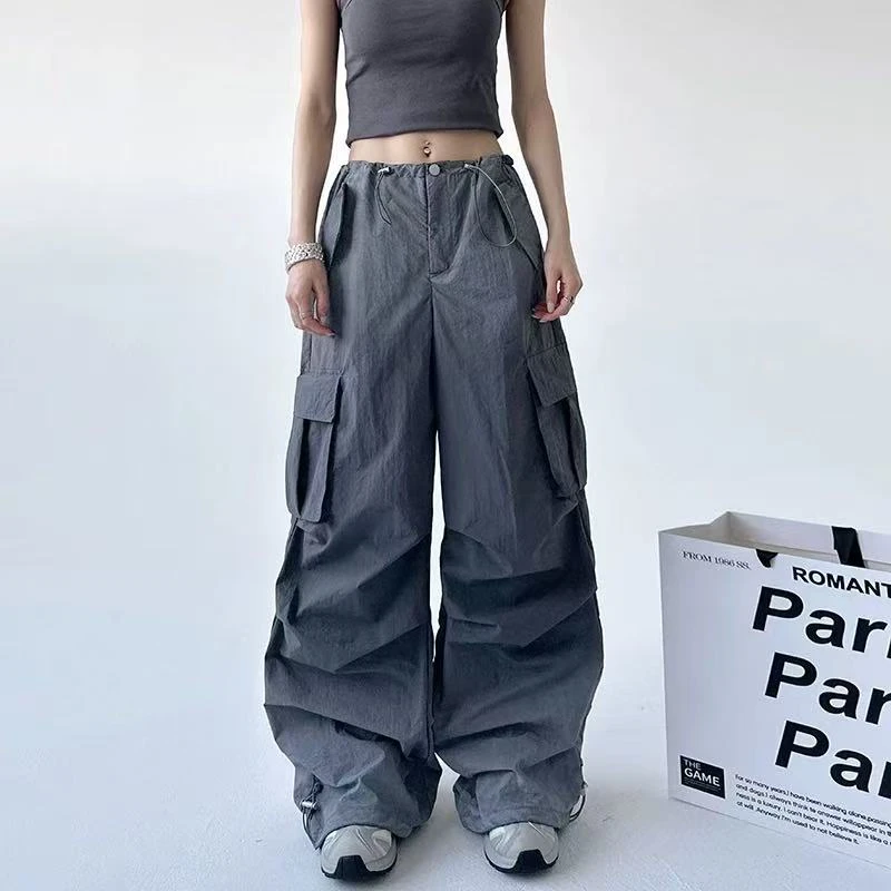 B8-3灰色“弹力绳”翻边口袋休闲裤（2556）