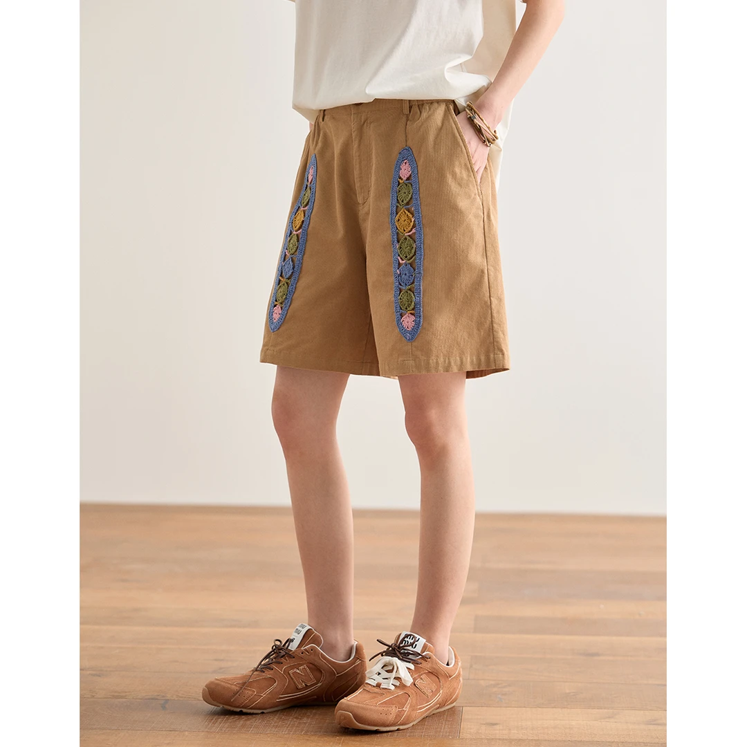 章鱼家【复古设计感】短裤女夏季新款小个子休闲中裤五分裤octopusm