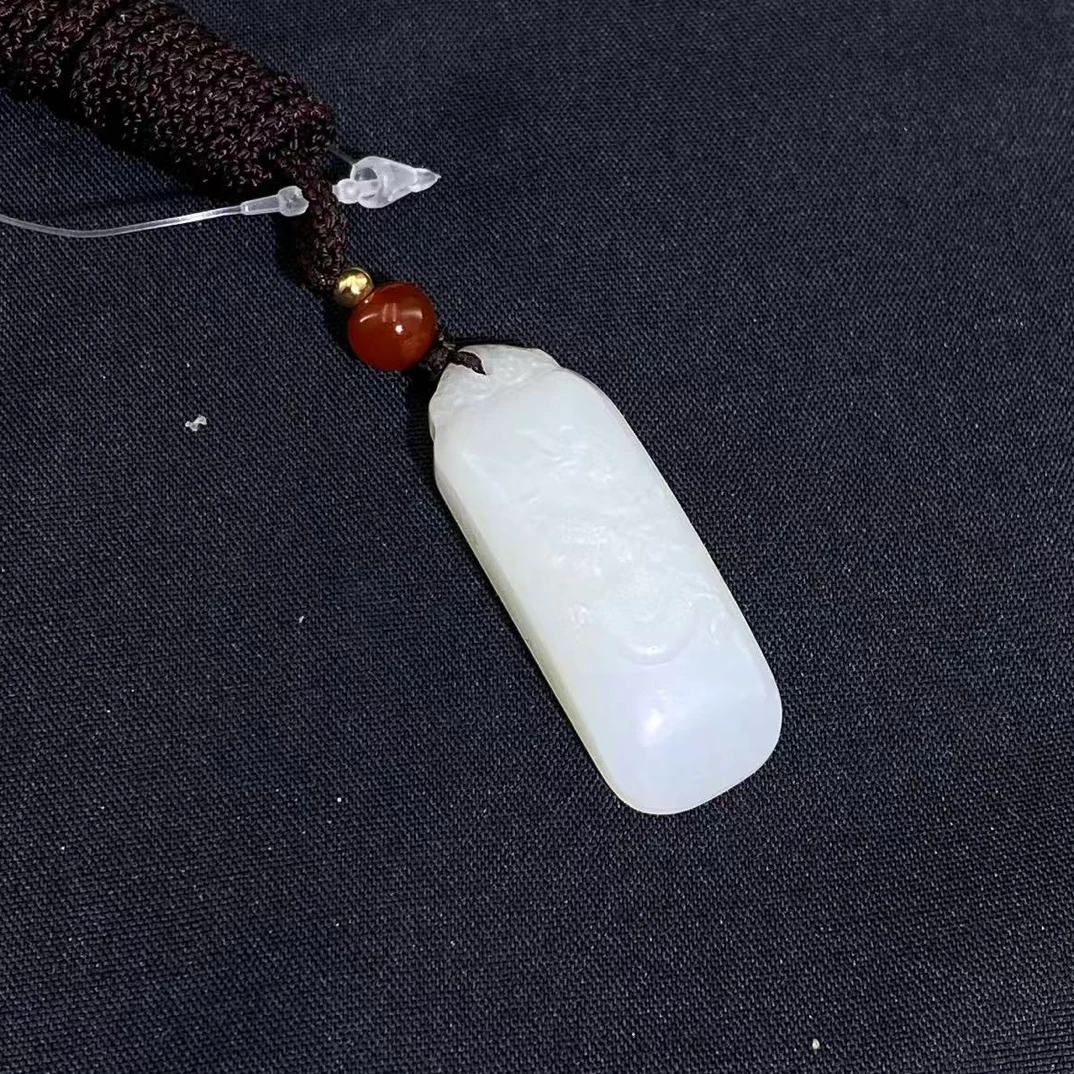 和田玉白玉龙牌挂件（Y）