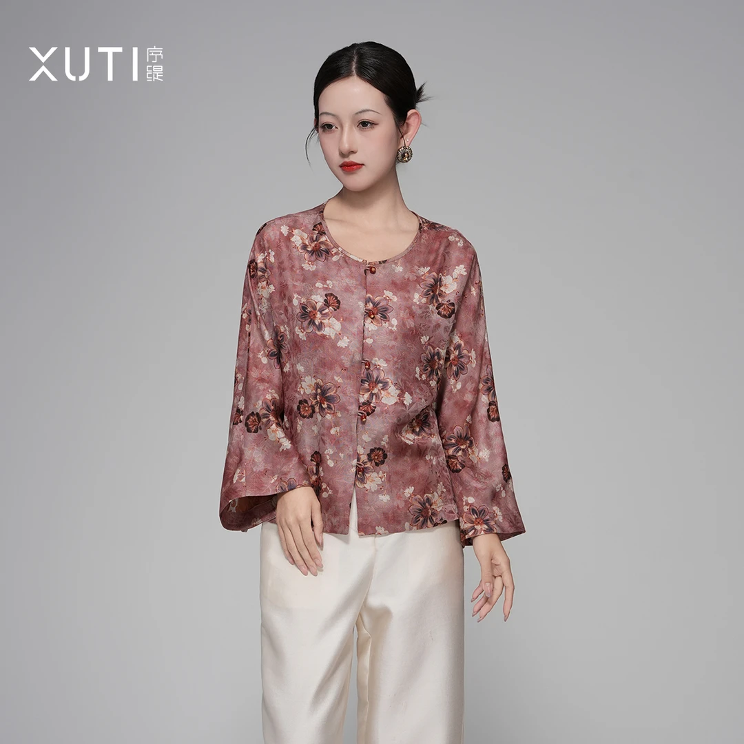 序缇『堇香里』夏季新款新中式三经绞罗非遗桑蚕丝上衣女H127-18021