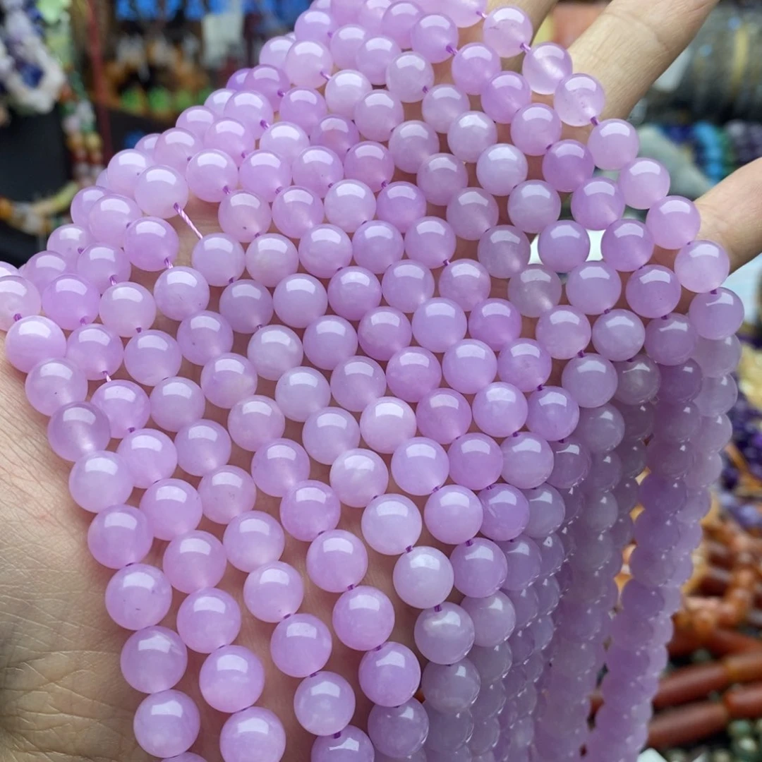 玛瑙/玉髓未镶嵌珠宝半成品一条天然8mm薰衣紫玉髓优化