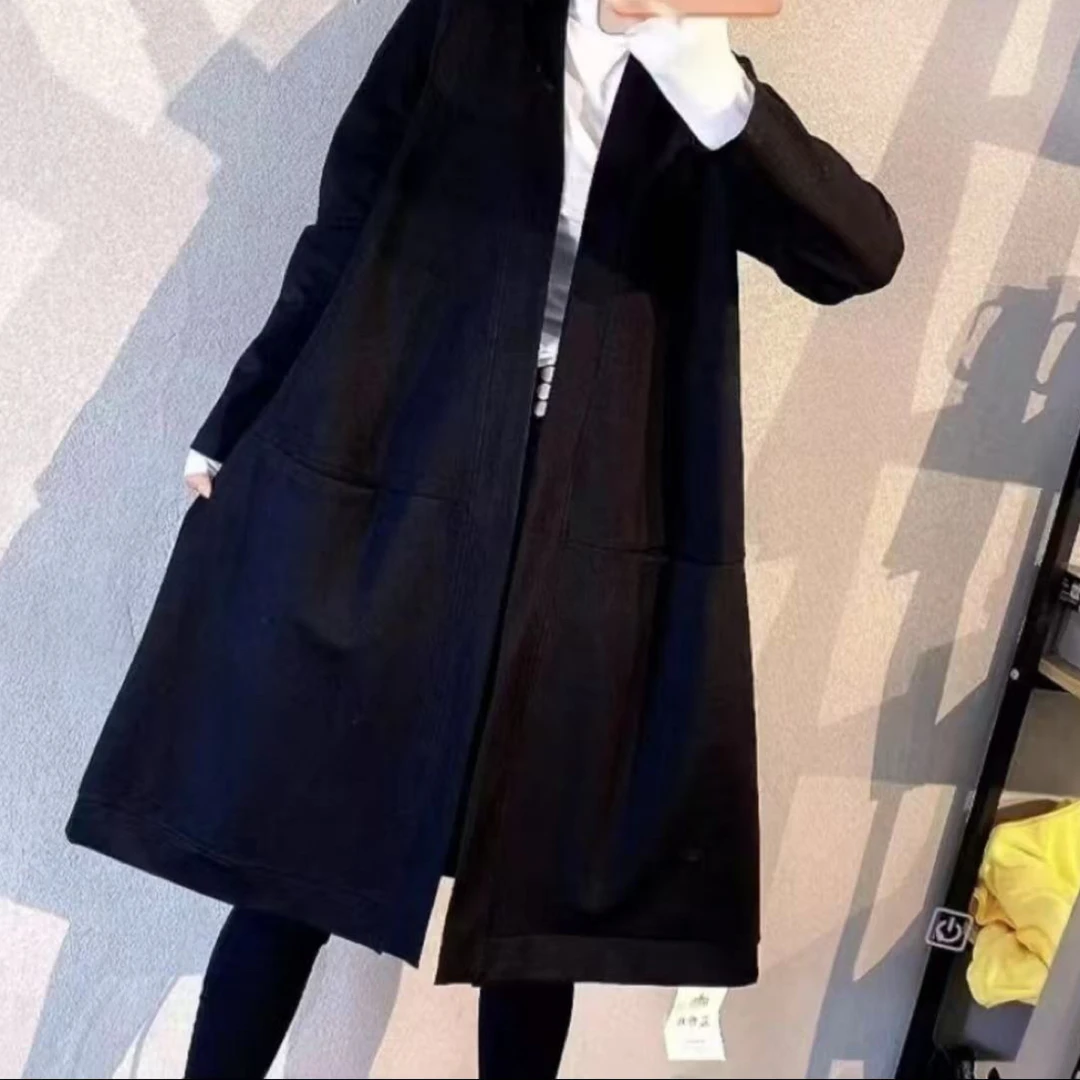 780大码高品质黑色欧货大衣外套