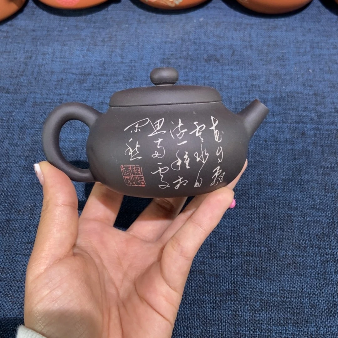 2建水紫陶手工彩填壶160c