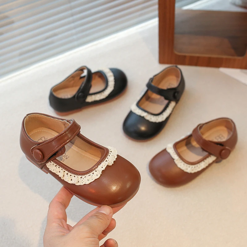 女童皮鞋2025年春季新品儿童公主鞋软底黑色单鞋小童女孩小皮鞋潮
