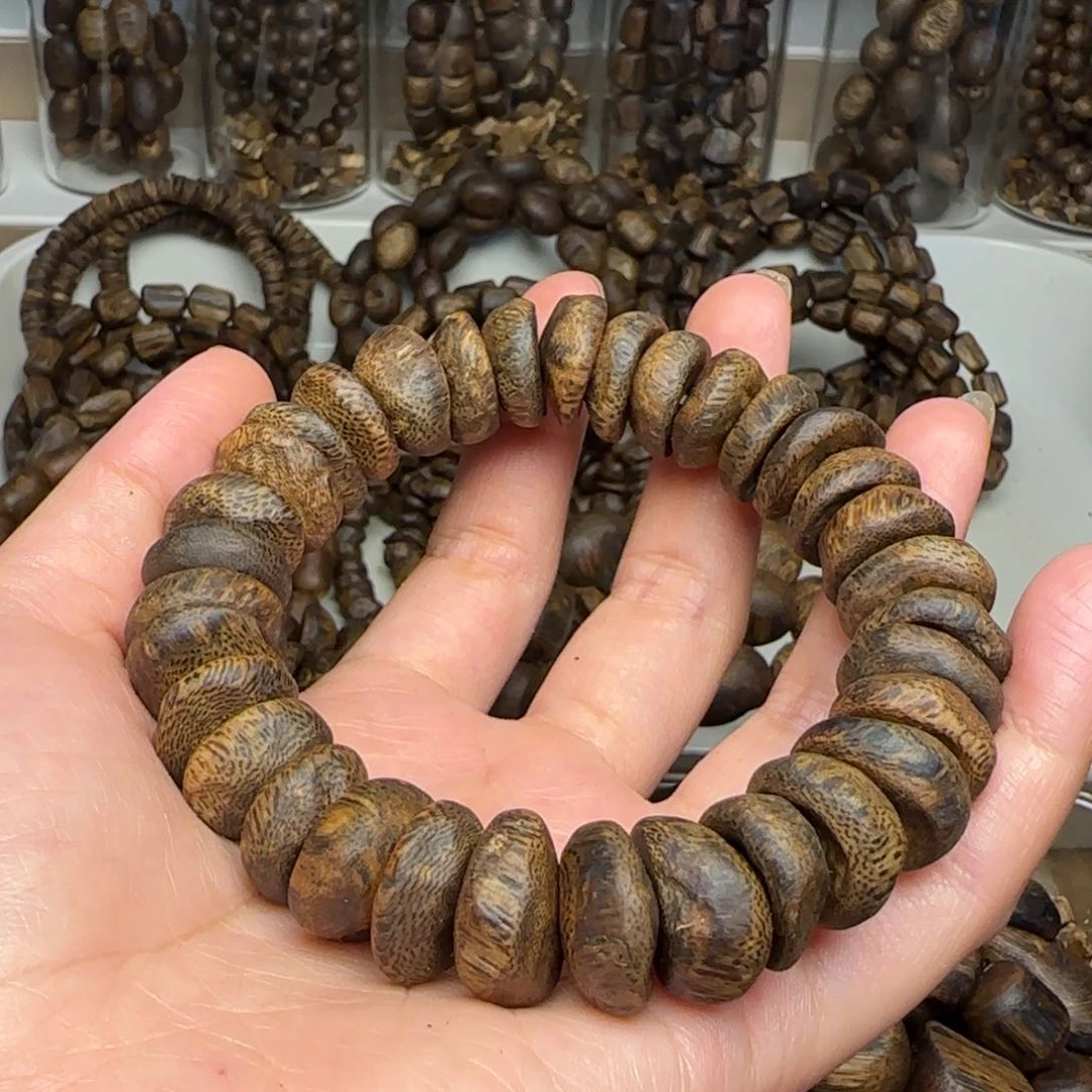 手串沉香东**虎单圈树丁包壳老料海南老白棋30克+