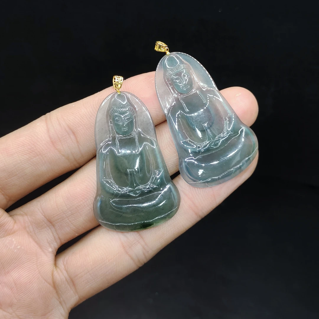 【老三珠宝】18k金翡翠观音吊坠赠链【多样性发其一】