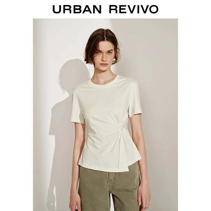 【一秒入夏】UR2025夏季新款女装简约气质扭结短袖T恤UWH450044