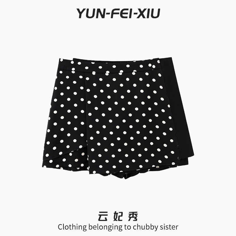 云妃秀大码女装短裤简约时尚波点减龄休闲胖妹妹显瘦韩版夏季9045
