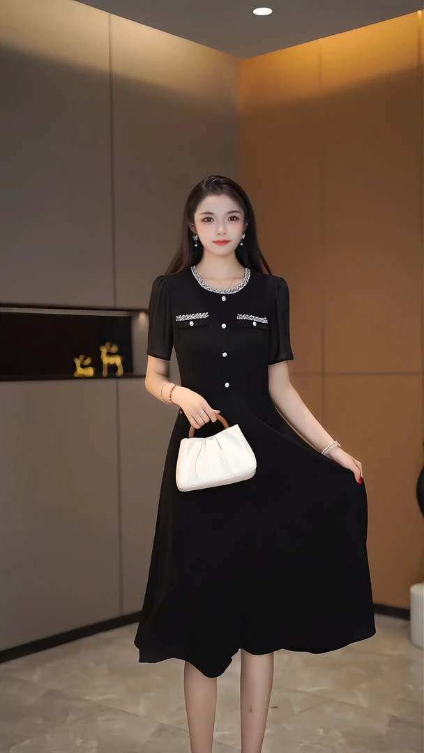 【咔尔丽丝】新品 高端大码夏季6306 短袖 显瘦气质百搭女装连衣裙