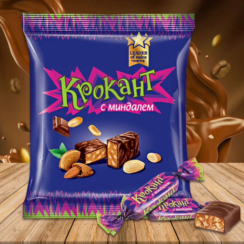 俄罗斯紫皮糖原装巧克力夹心糖果零食喜糖批发