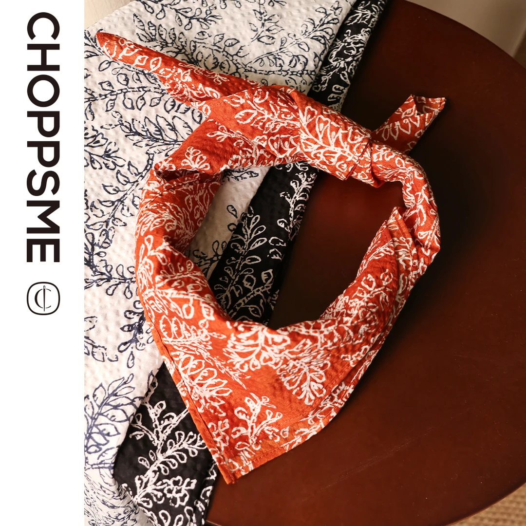 巧珀思｜丝巾轻盈纯棉雅致手绘图案和风自留好物精致搭配小方巾