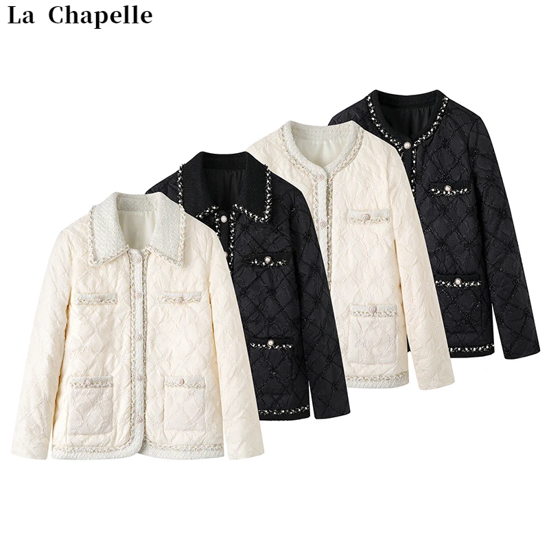La Chapelle/拉夏贝尔小香风棉服女轻薄冬季百搭时尚单排扣棉衣