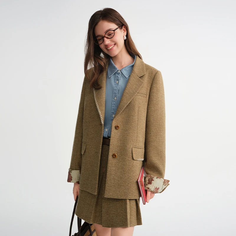 独束微胖大码【艺术画廊】气质英伦风时尚套装西装半裙25DS84231