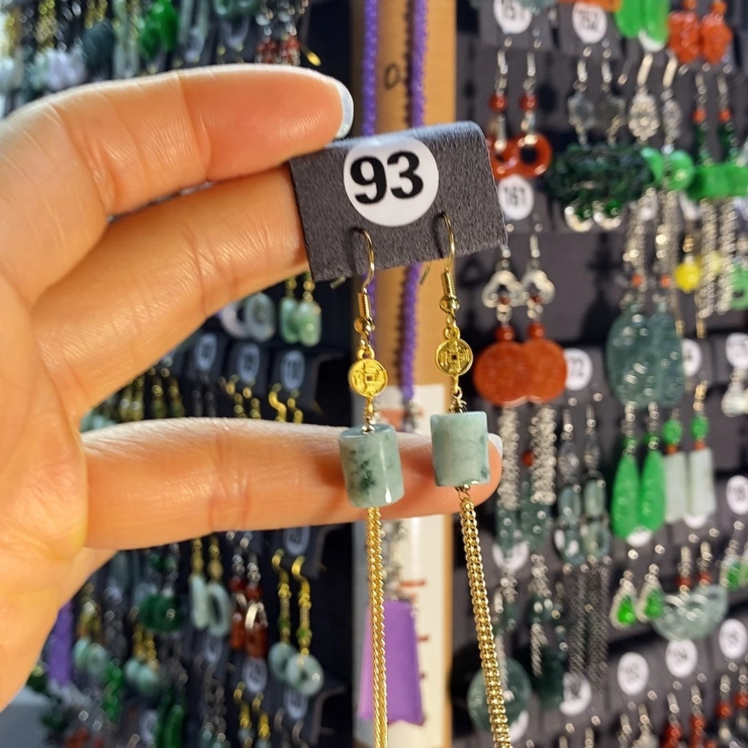 银S925镶嵌翡翠耳饰93