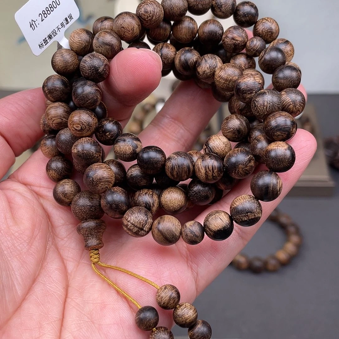 沉香手串杨*越南芽庄白棋虎皮瘿子瘤疤s