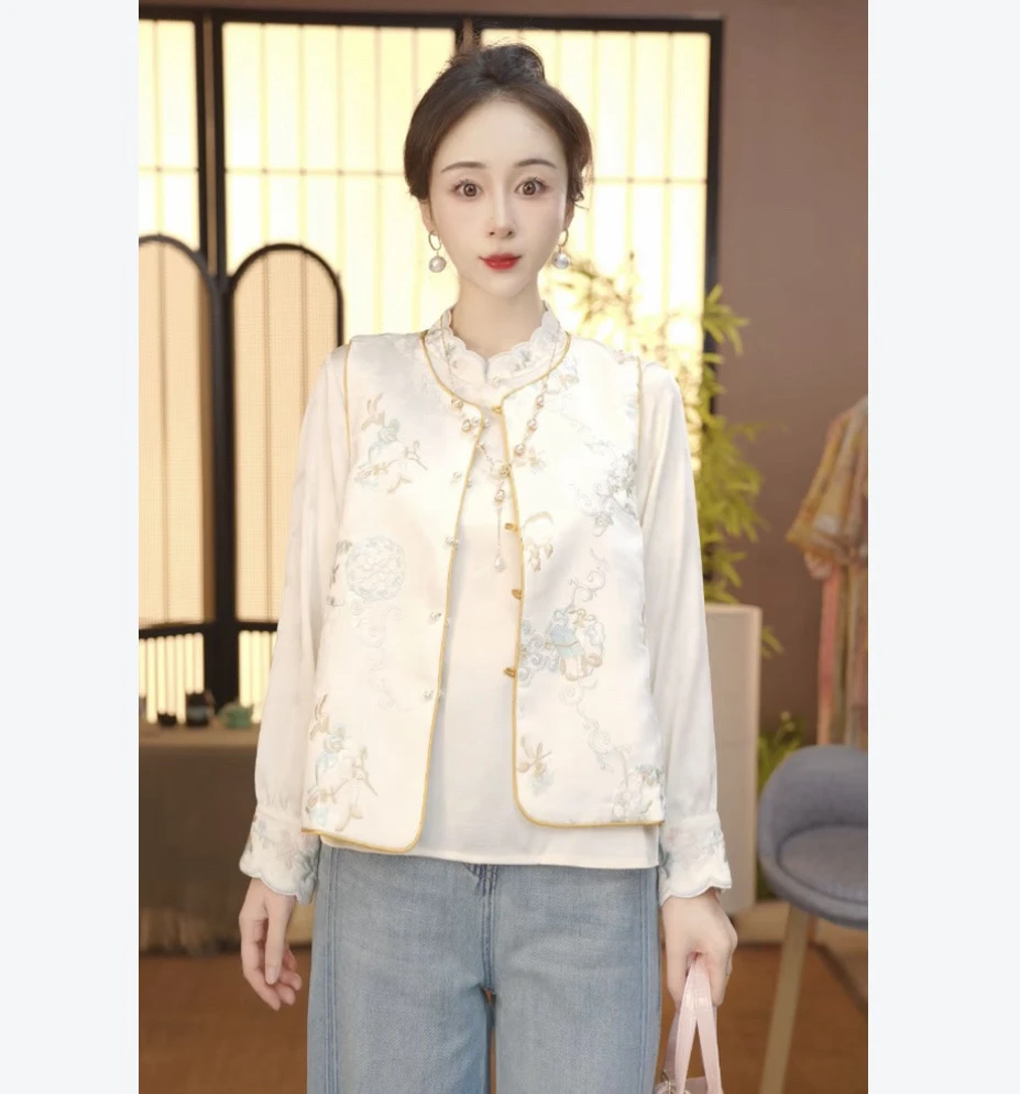 CJ【仙灵】新款中国风粉色百搭复古锦绣马甲739