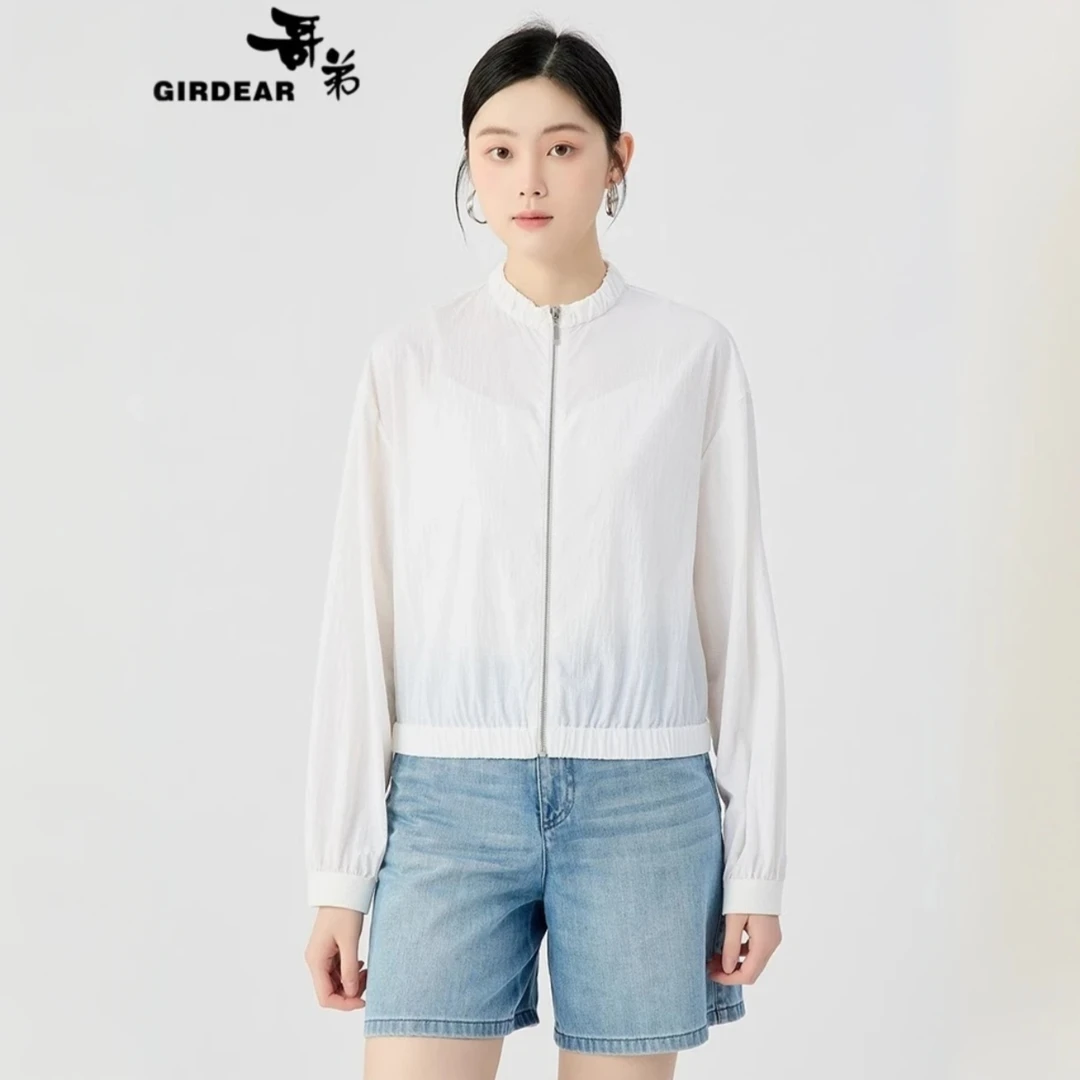 GIRDEAR/哥弟春夏立领外套女简约休闲长袖潮流百搭上衣140024