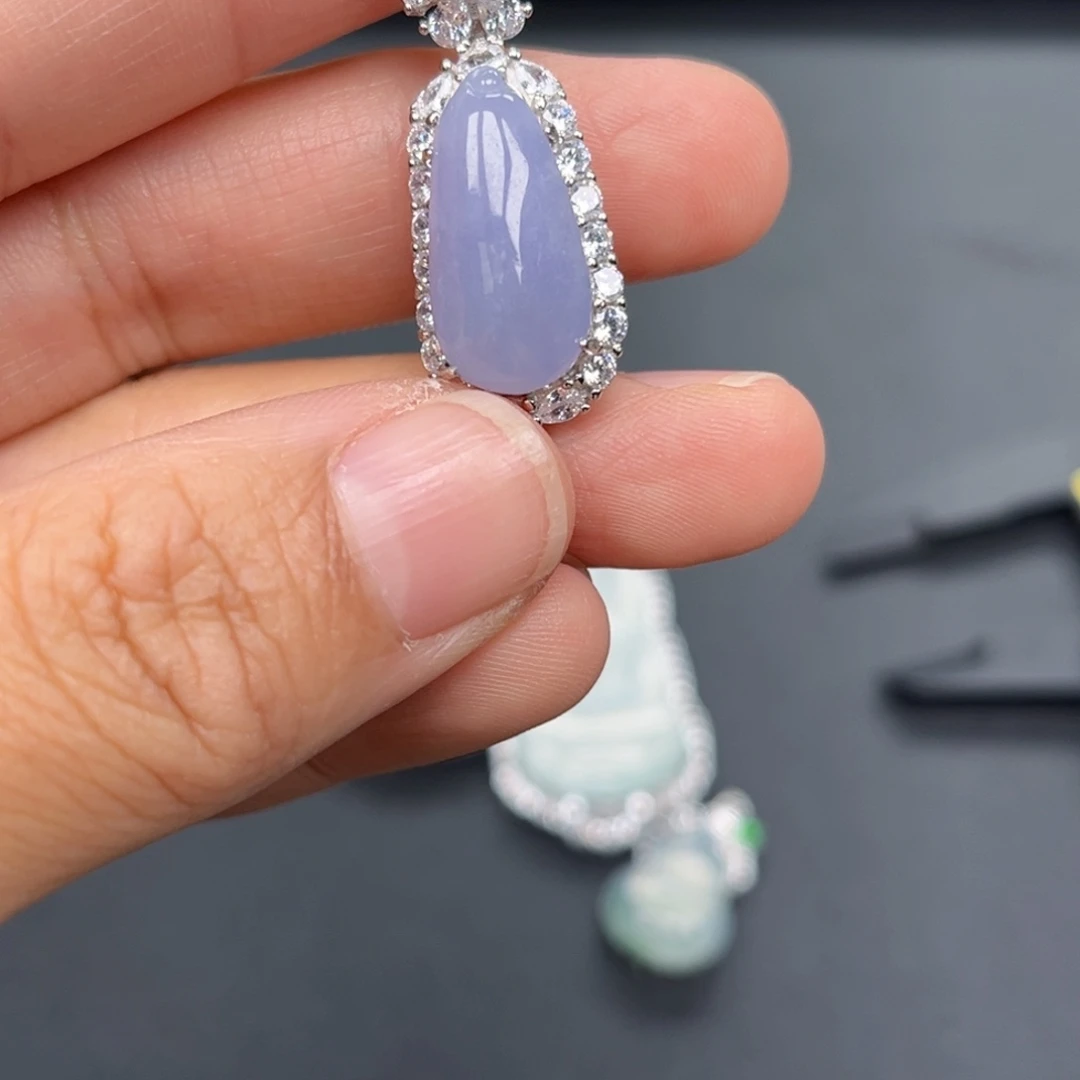 翡翠银S925镶嵌吊坠(不含链)