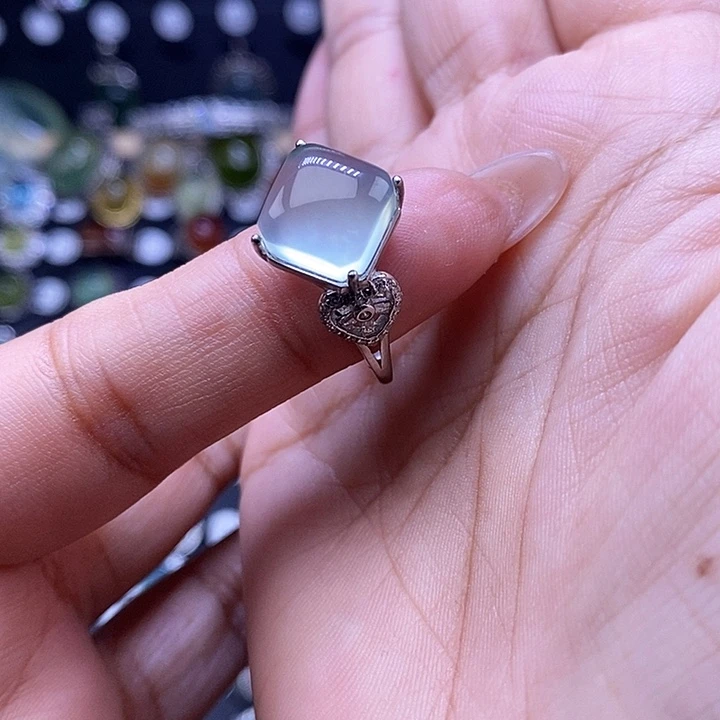 离***喽岫玉银S925镶嵌戒指