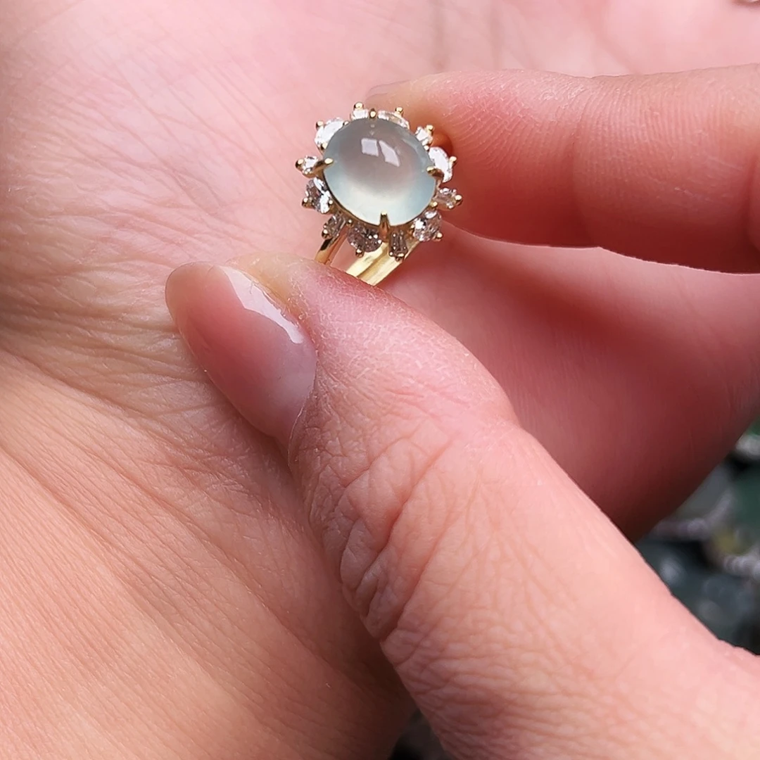 翡翠银S925镶嵌戒圈