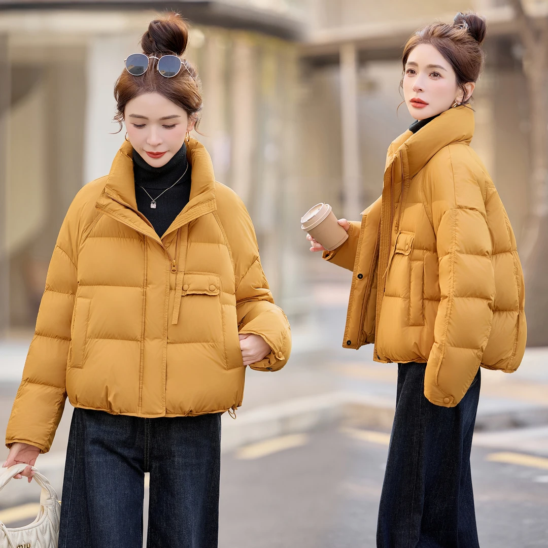 超好看韩系短款羽绒服女2025冬装新款高级感保暖立领面包服厚外套