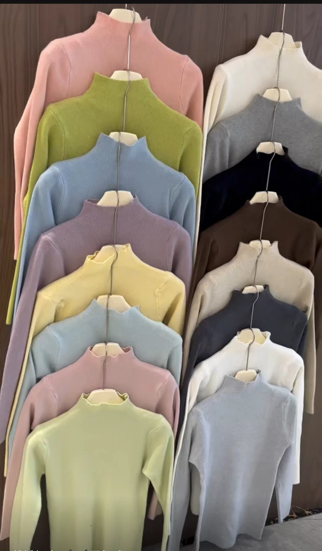 毛针织衫长袖套头纯色毛衣秋冬女装修身网红时尚加厚半高领