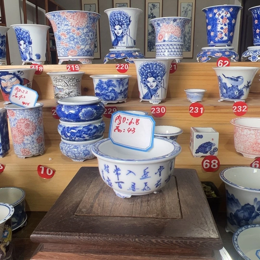 墨奈手绘陶瓷花盆内口6.8高4.3