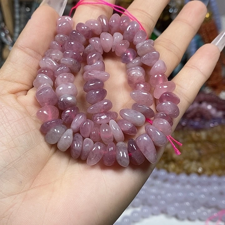 玛瑙/玉髓未镶嵌珠宝半成品天然紫马粉糖豆一条