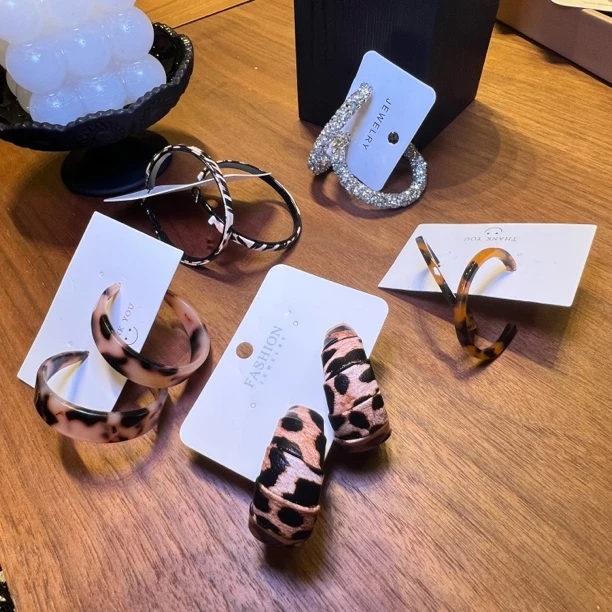 铜合金耳饰 【发5对】豹纹欧美风复古宫廷女气质耳环饰品法式耳环