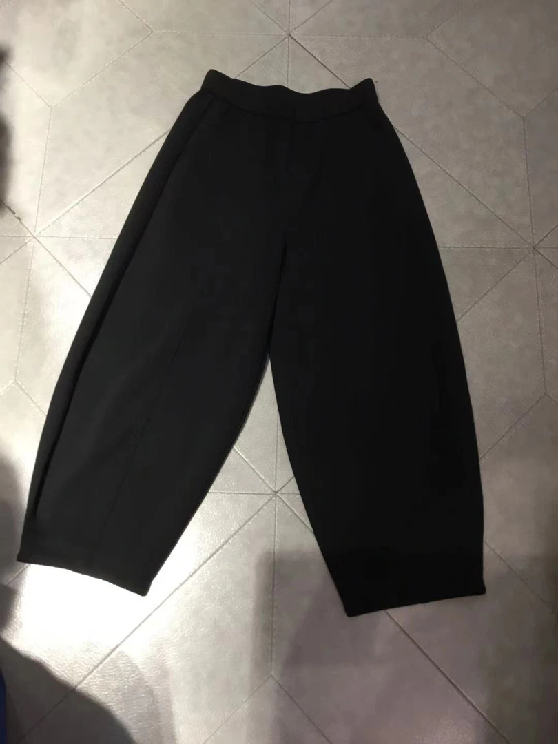 水淼春装新款0473时尚百搭黑色潮流休闲萝卜裤