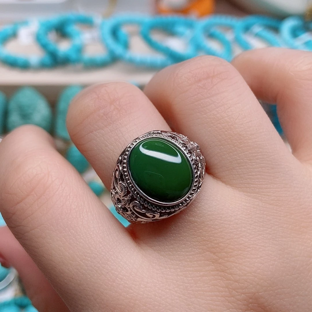 绿松石戒指银S925镶嵌