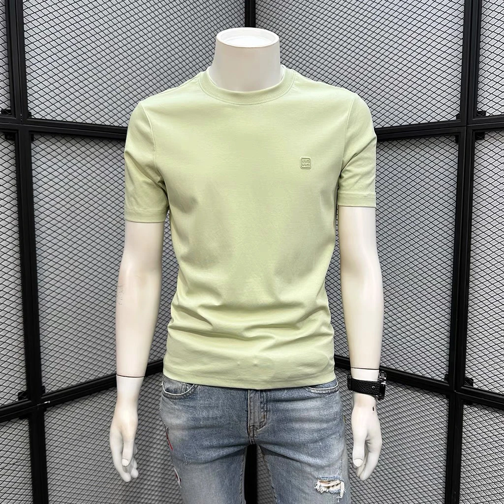 男装圆领短袖夏季男士T恤韩版潮流修身显瘦百搭纯色简约男上衣