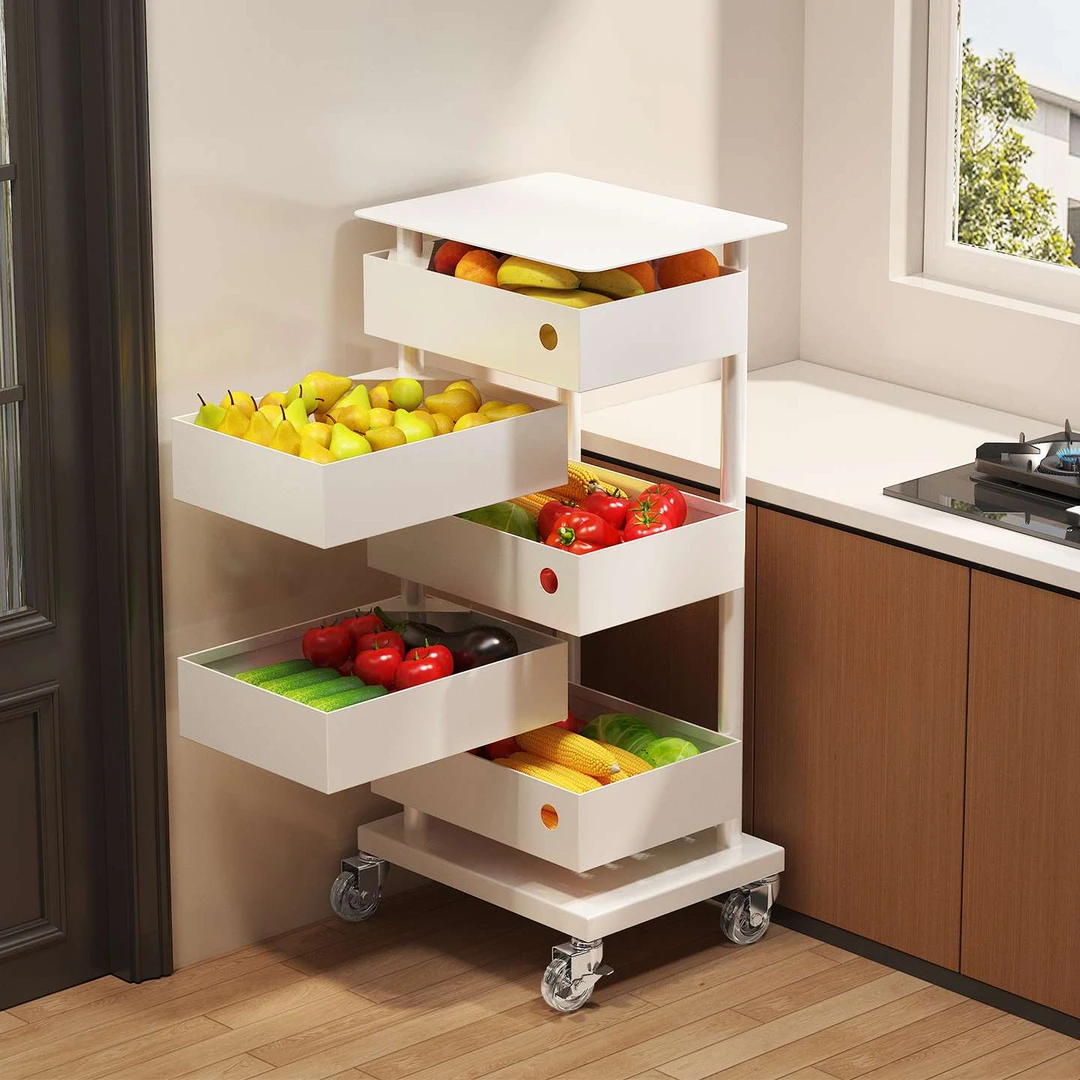 MIVM品牌品质旋转置物架厨房专用落地多层蔬菜水果架子角落收纳架